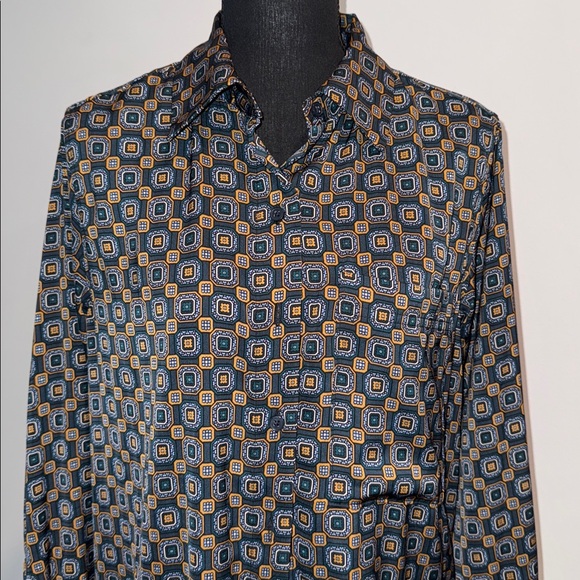 Banana Republic Blue & Orange Button Down Geometric Long Sleev Shirt Dress Sz XS - Picture 4 of 8